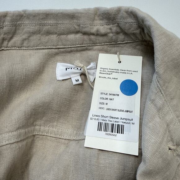 Mate the Label Linen Utility Jumpsuit Womens Size M Beige Neutral Minimalist NWT - Picture 5 of 8